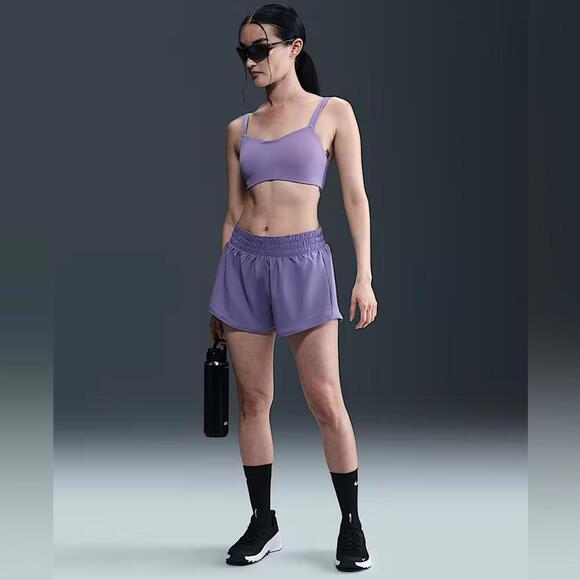 Nike One Dri-FIT Mid-Rise Purple 3" Shorts Women's Medium - Picture 4 of 8